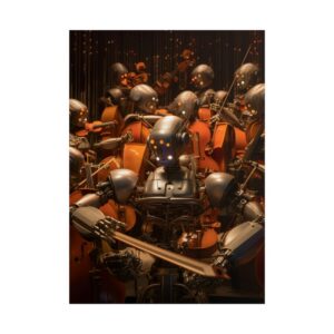 Robot Orchestra Playing Violins Poster