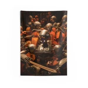 Robot Orchestra Playing Violins Wall Tapestry