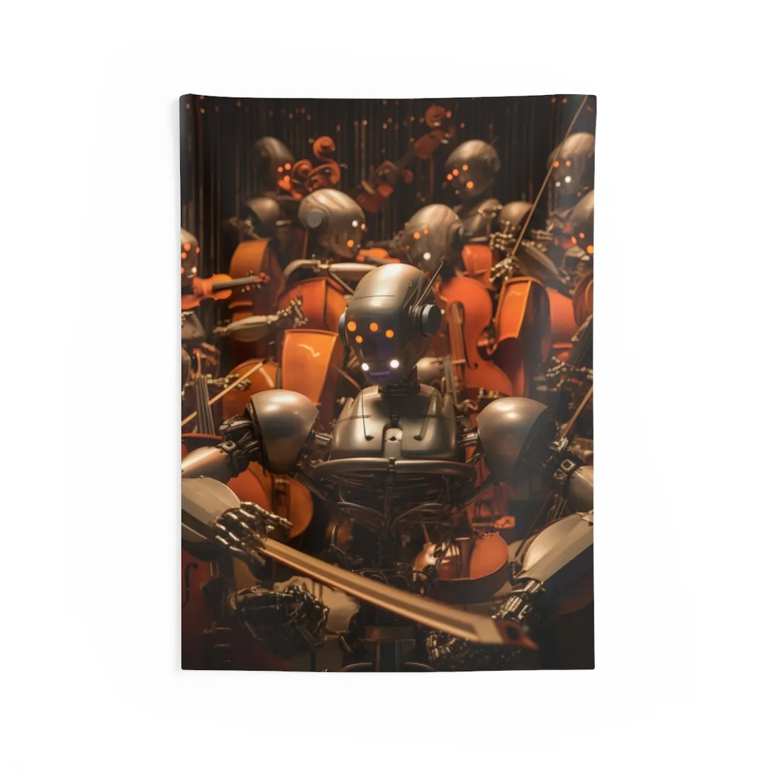 Robot Symphony: A Celestial Concert of Sentient Robots - Wall Tapestry