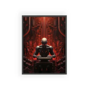 Robot Playing Keyboard Framed Poster