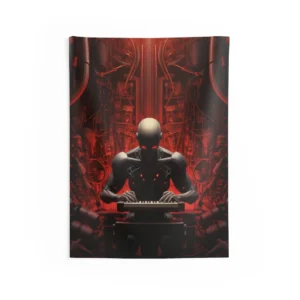 Robot Playing Keyboard Wall Tapestry