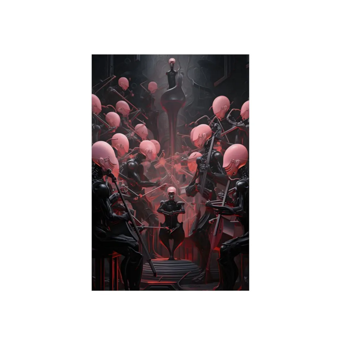 Robot Symphony: A Sentient Orchestra of Robots in Harmony - Metal Poster