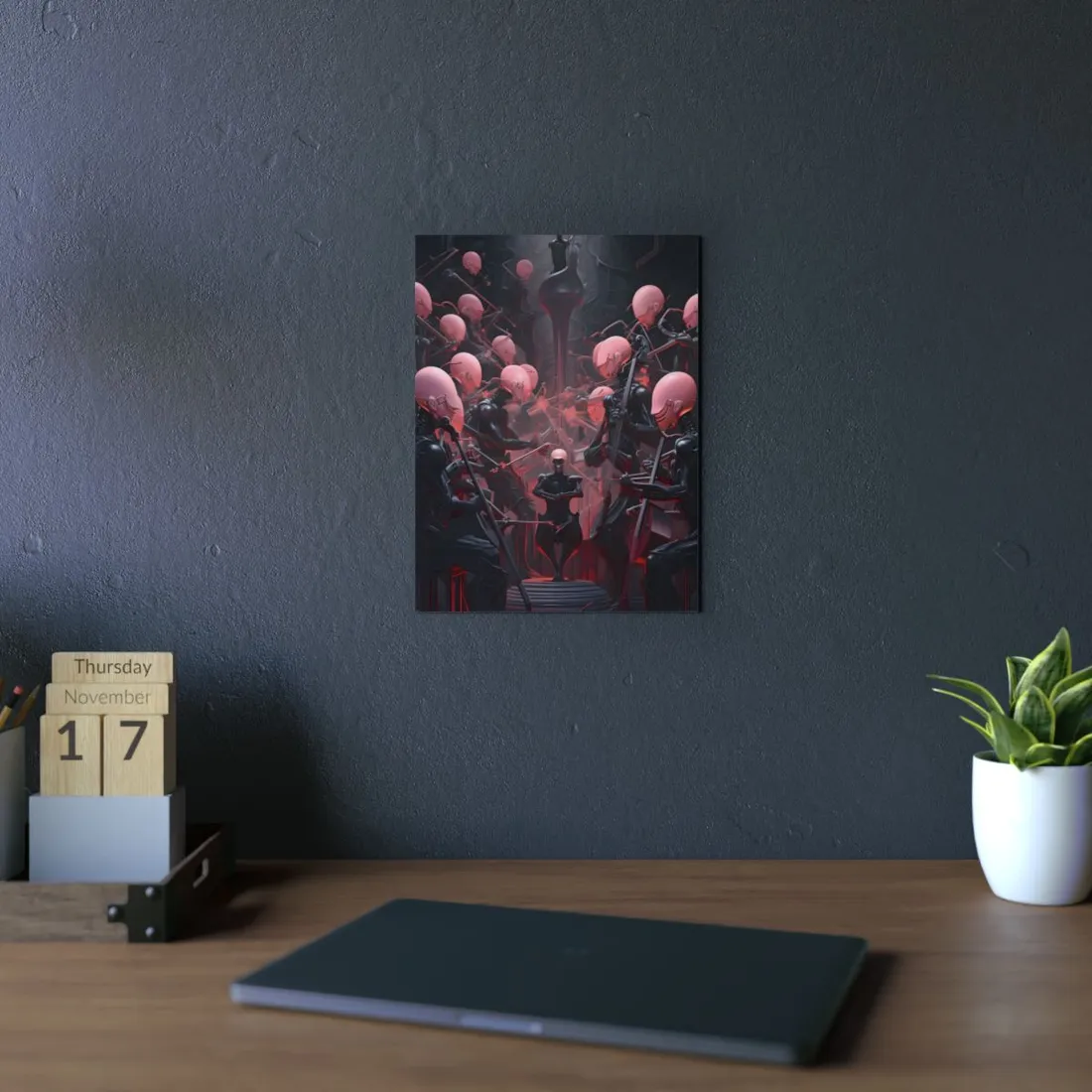 Robot Symphony: A Sentient Orchestra of Robots in Harmony - Metal Poster