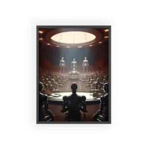 Robots in Domed Hall Framed Poster