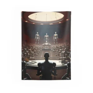Robots in Domed Hall Wall Tapestry