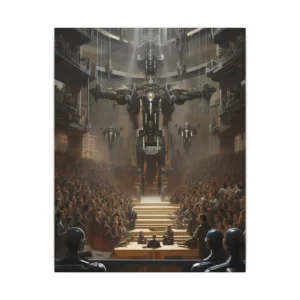 Robots Watching a Crowded Hall Canvas Print