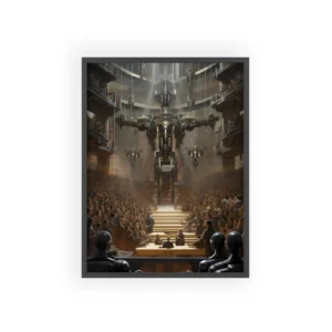 Robots Watching a Crowded Hall Framed Poster