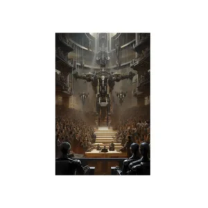 Robots Watching a Crowded Hall Metal Poster