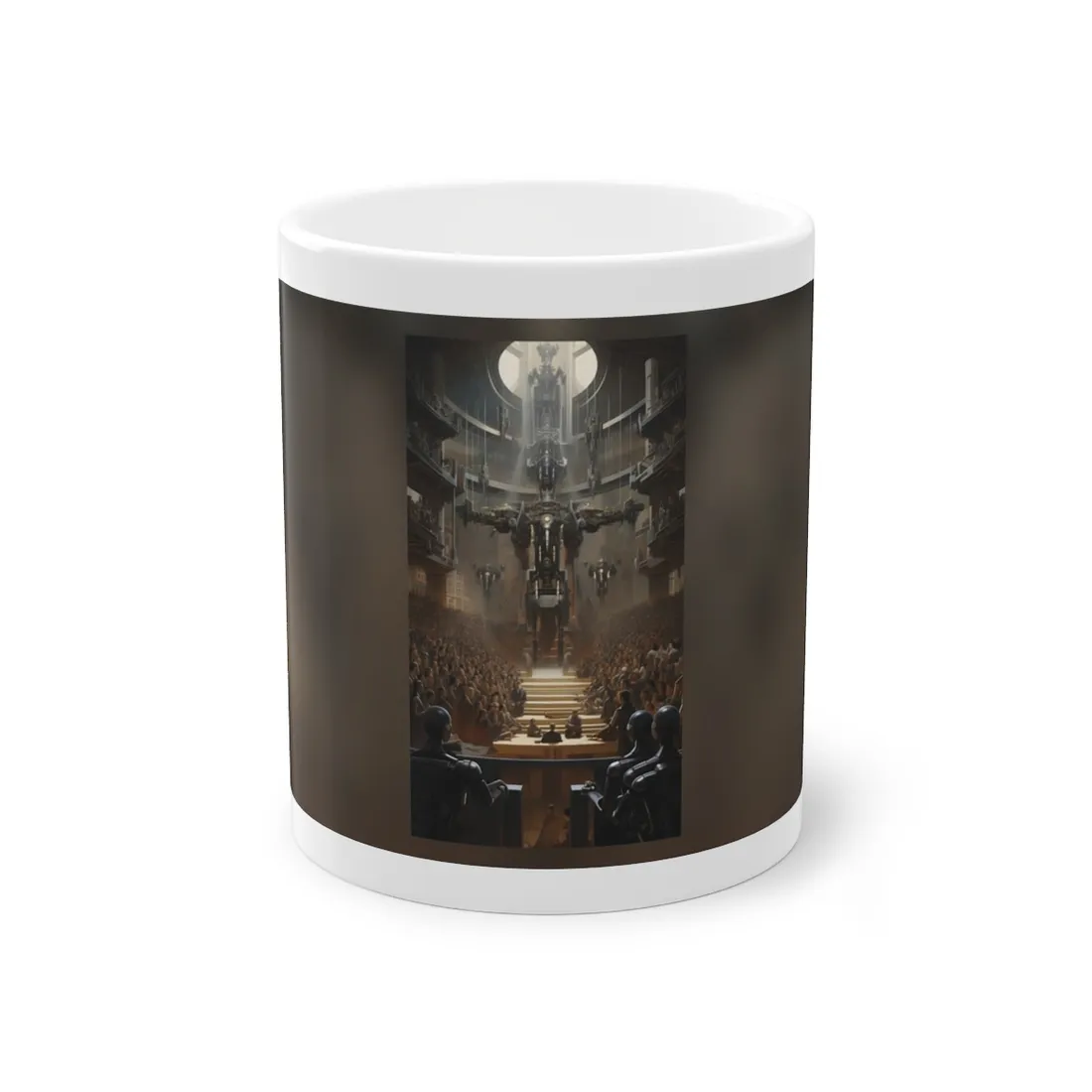 Robot Symphony: Elevated View of Robot Orchestra - Mug