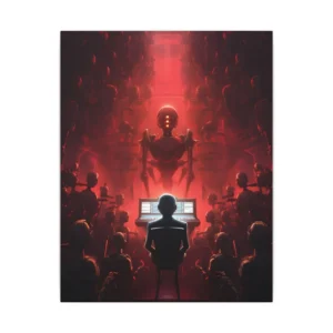 Robot Orchestra in Red Light Canvas Print