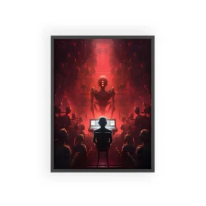Robot Orchestra in Red Light Framed Poster