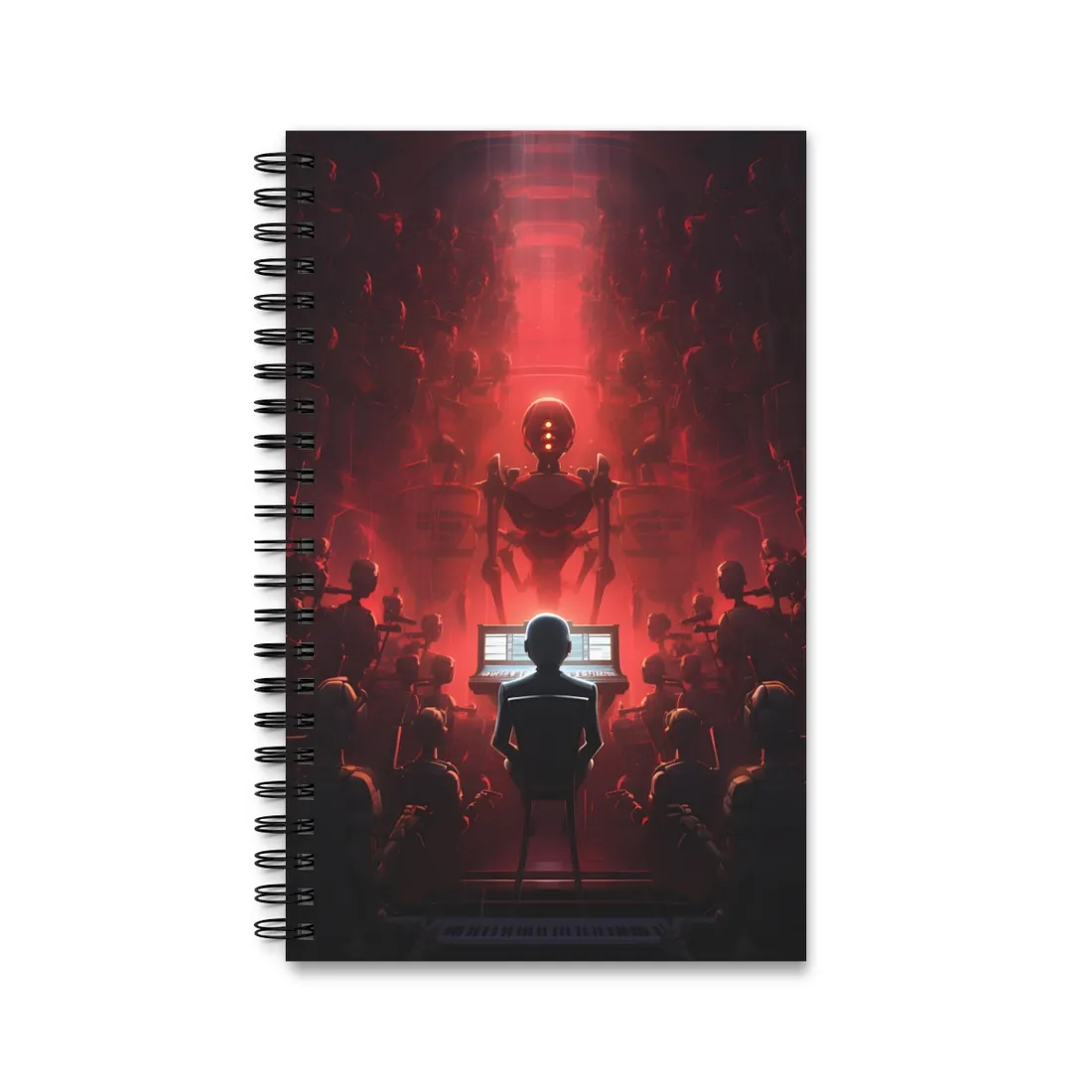 Robot Symphony: Futuristic Music Art - Spiral Notebook