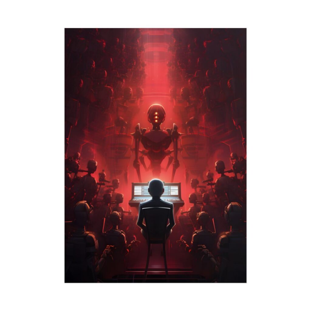 Robot Symphony: Futuristic Music Art - Poster