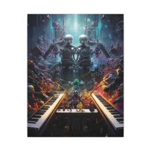 Robots Playing Piano Canvas Print