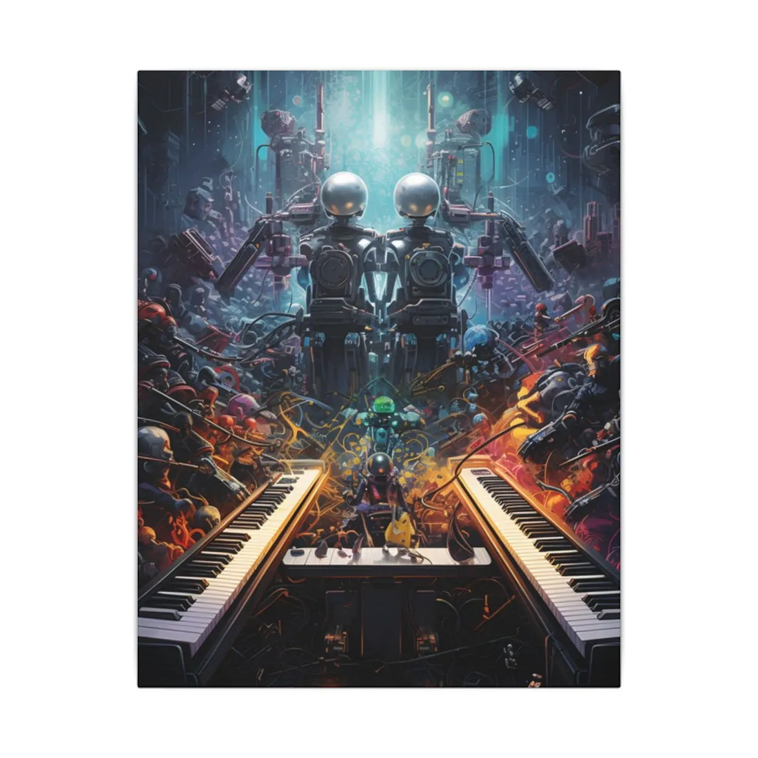 Robot Symphony Harmony: Mechanical Music Performance - Canvas