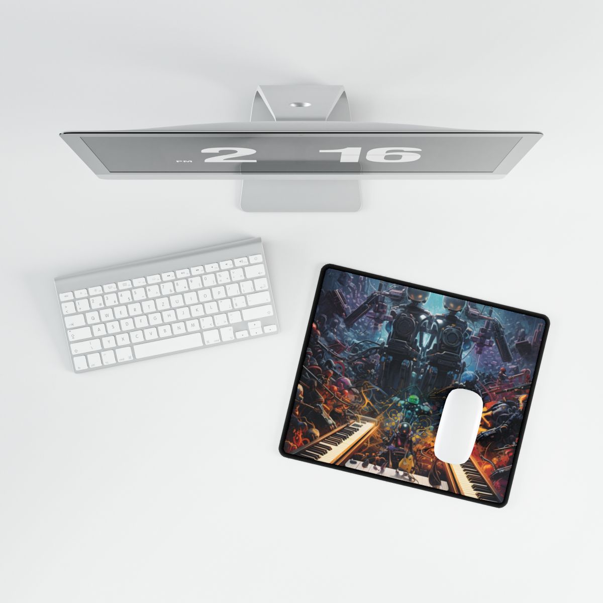 Robot Symphony Harmony: Mechanical Music Performance - Desk Mat