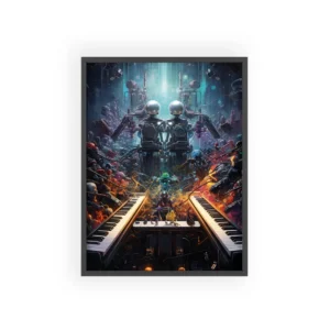 Robots Playing Piano Framed Poster