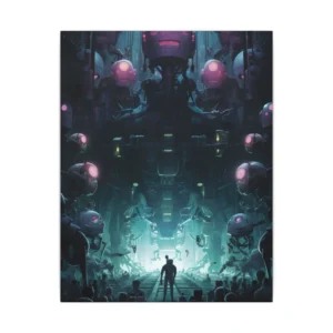 Lone Figure Among Robots Canvas Print