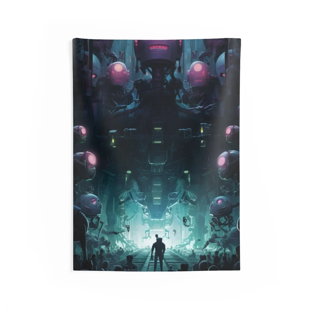 Robot Symphony: Harmony of Human and Technological Collaboration - Wall Tapestry