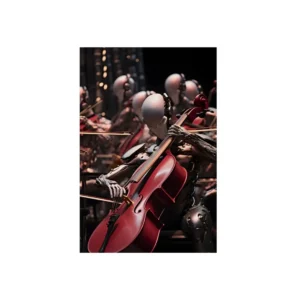 Robotic Cellist in Red Metal Poster