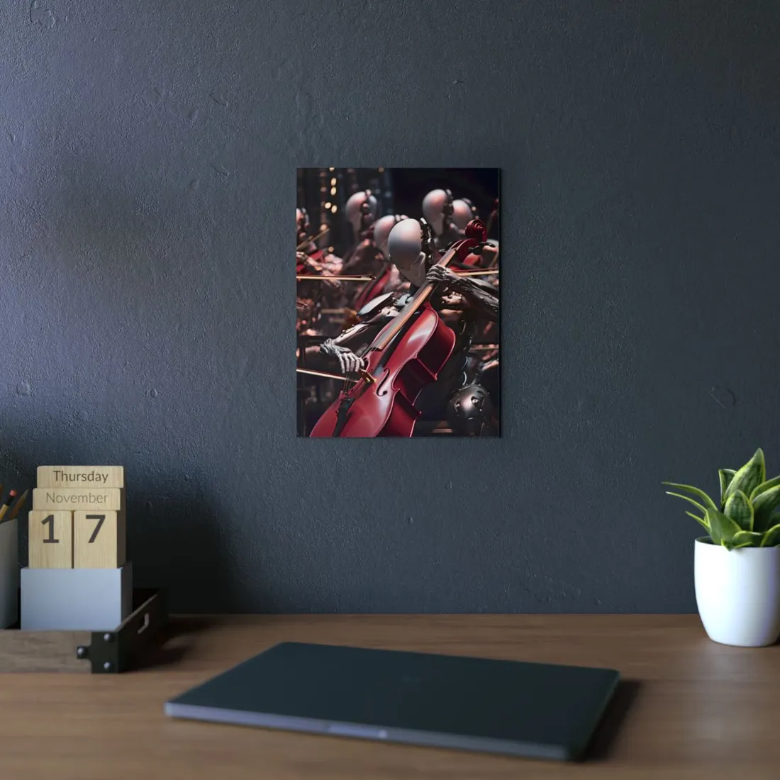 Robot Symphony Orchestra: A Dynamic Musical Performance - Metal Poster