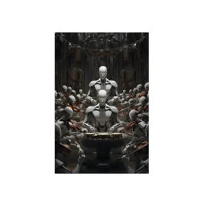 Robot Orchestra with Violins Metal Poster
