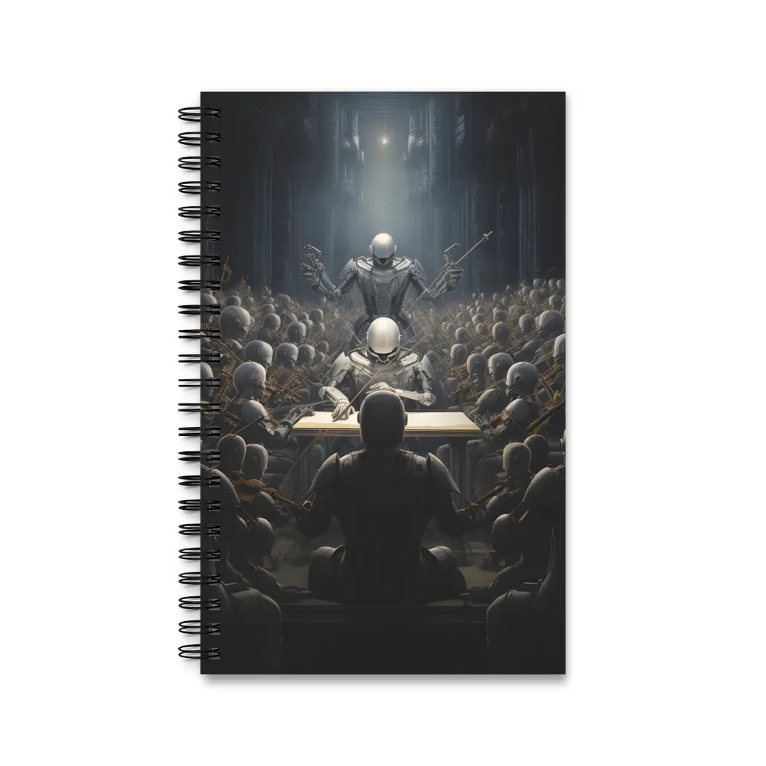 Robot Symphony: Sentient Robots in Musical Harmony - Spiral Notebook