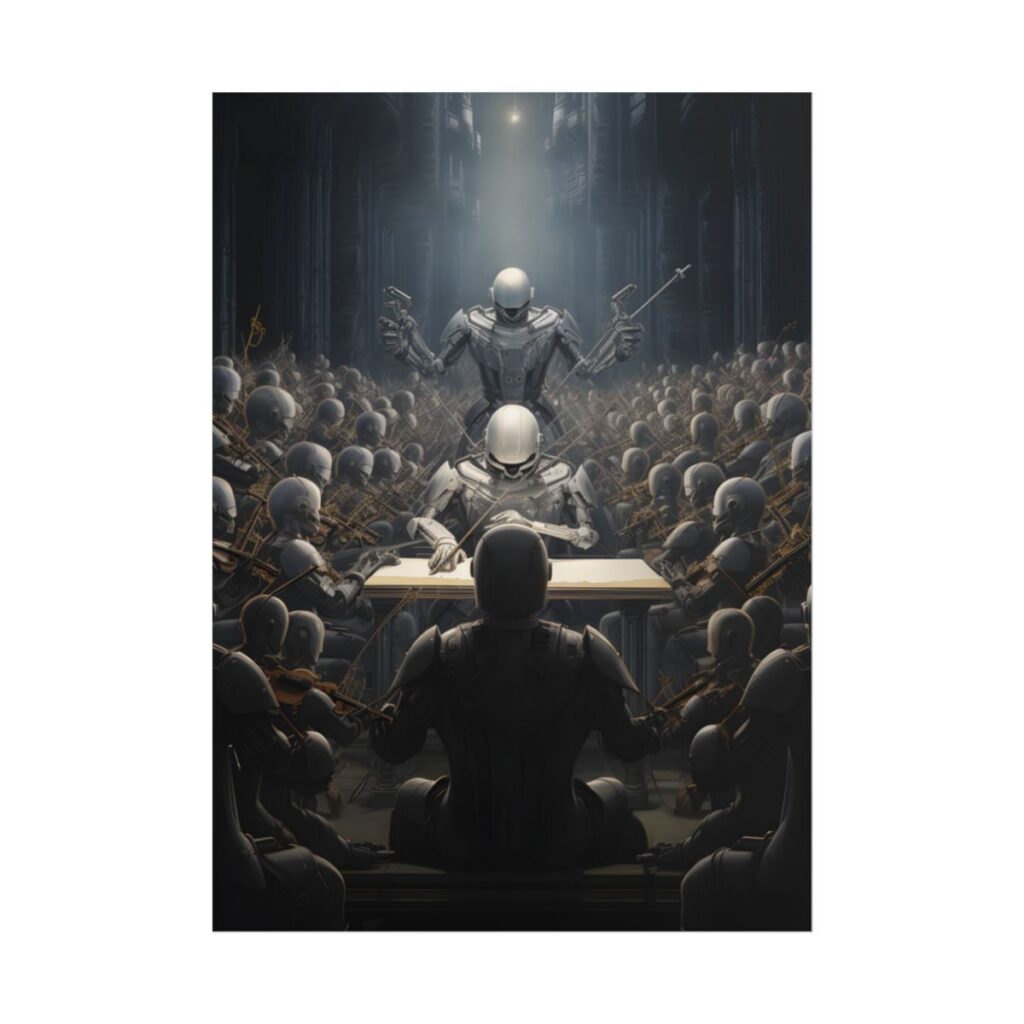 Robot Symphony: Sentient Robots in Musical Harmony - Poster