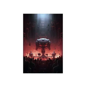 Giant Robot Above Audience Metal Poster
