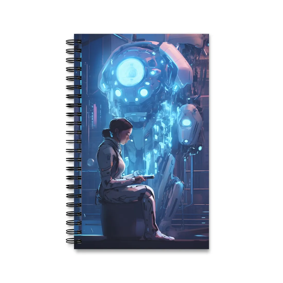 Robotic Art Heist: 5 Charming Thieves in Action - Spiral Notebook