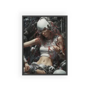 Woman with Robotic Machinery Framed Poster