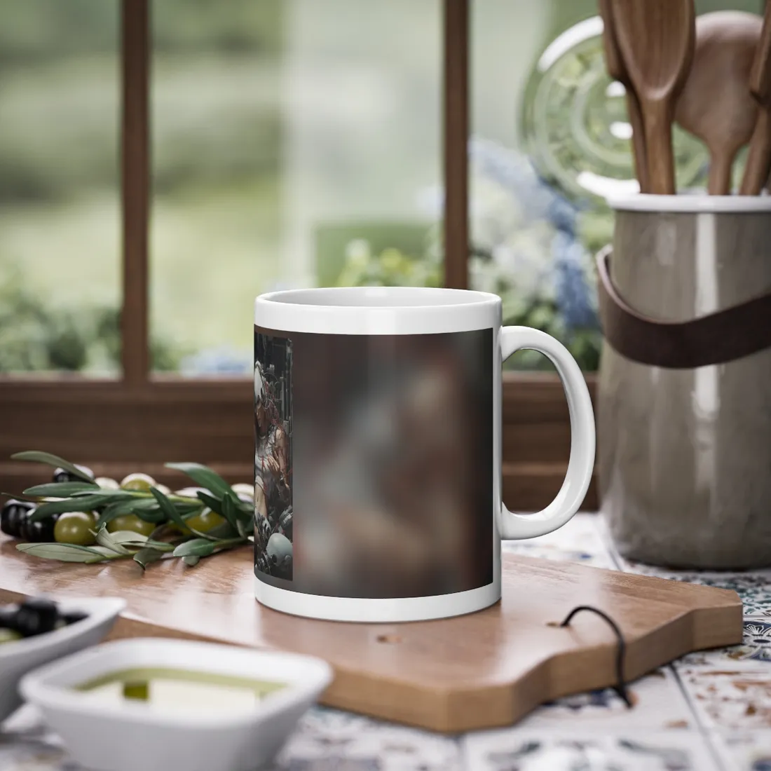 Robotic Art Heist: Charismatic Thieves in Underground Garage - Mug