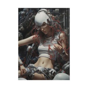Woman with Robotic Machinery Poster