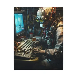 Cyborg Typing at Computer Canvas Print