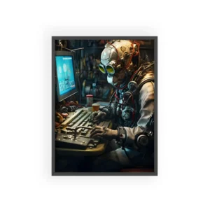 Cyborg Typing at Computer Framed Poster