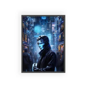 Android in Futuristic City Framed Poster