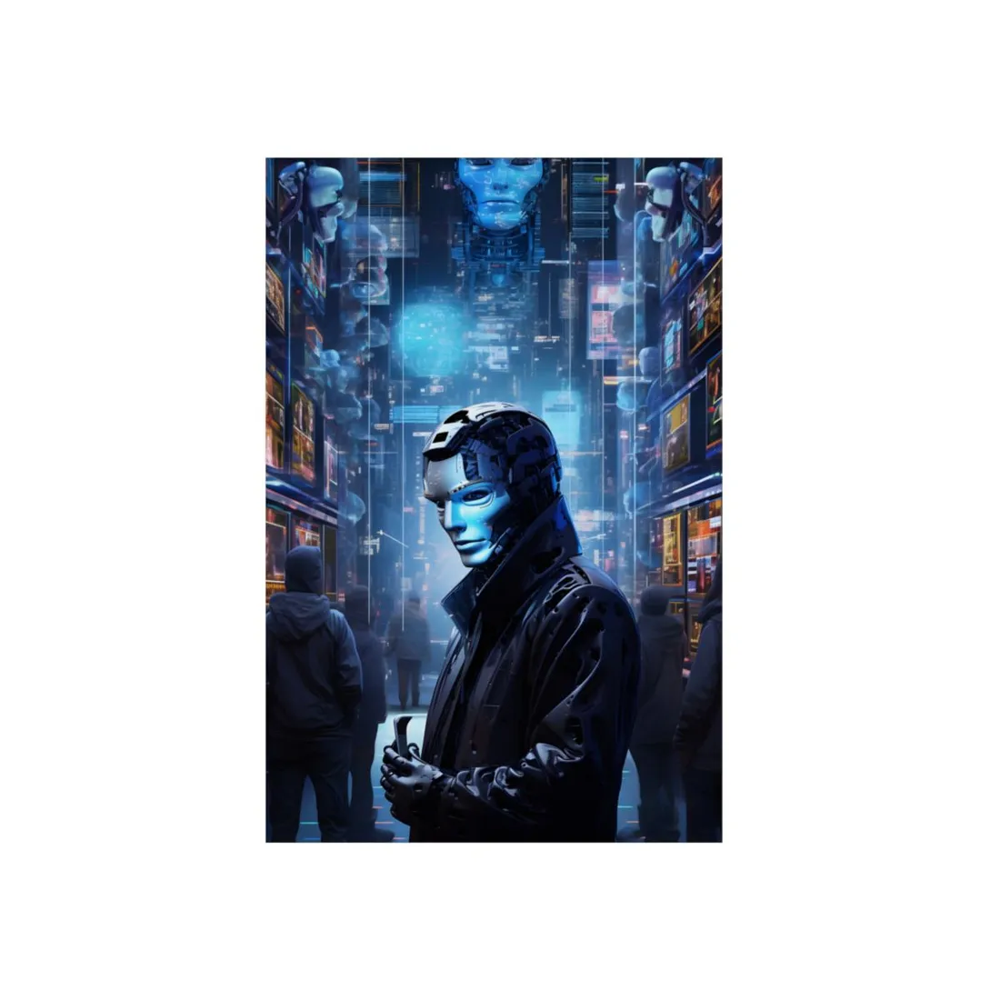 Robotic Art Heist: High-Tech Thieves in Action - Metal Poster