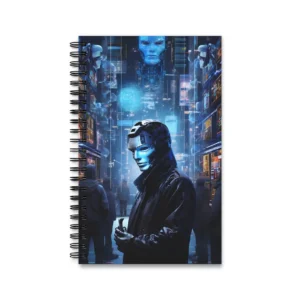 Android in Futuristic City Spiral Notebook