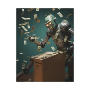 Robot Feeding Banknotes Canvas Print