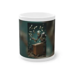 Robot Feeding Banknotes Mug