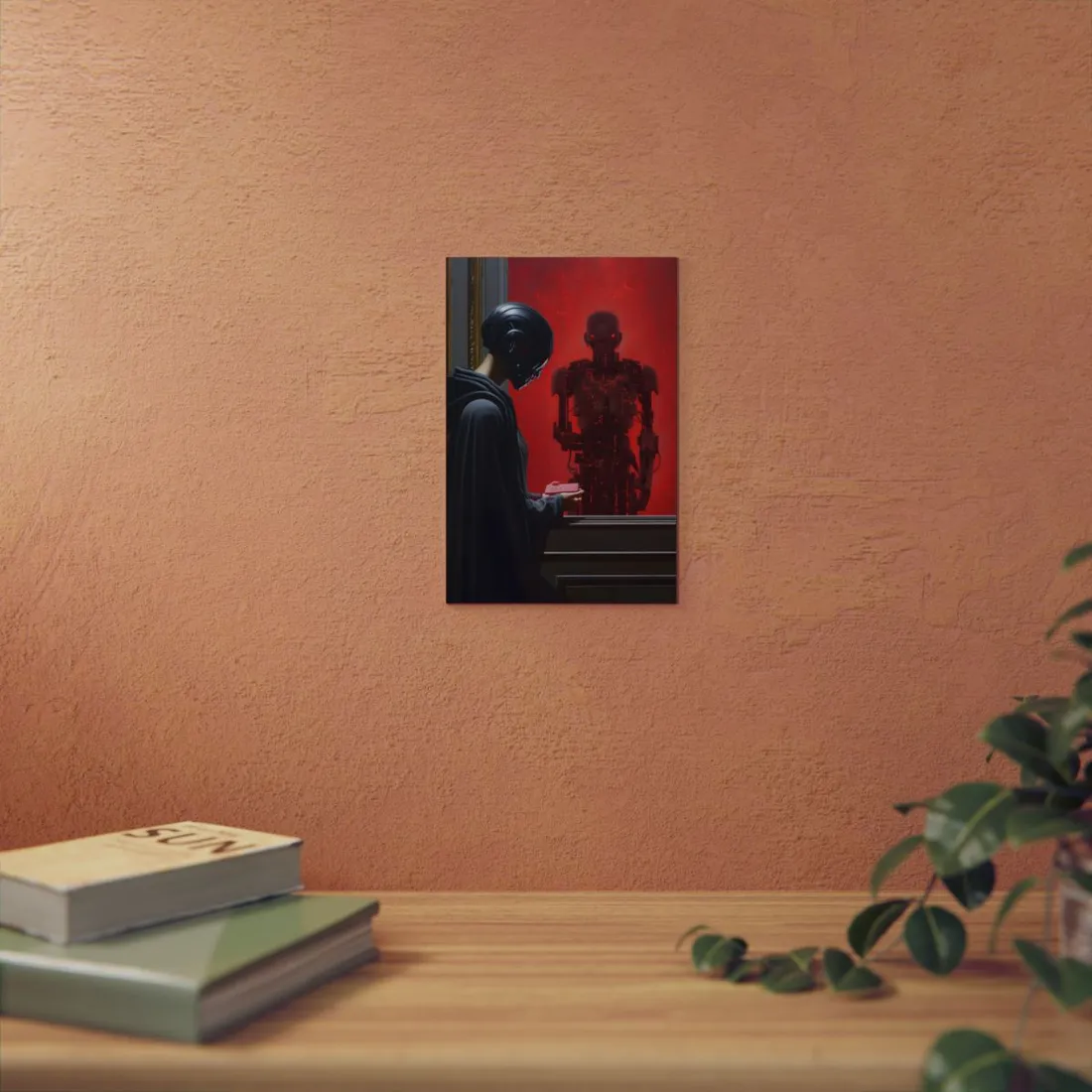 Robotic Art Heist: Museum Thief in Neon Black - Metal Poster