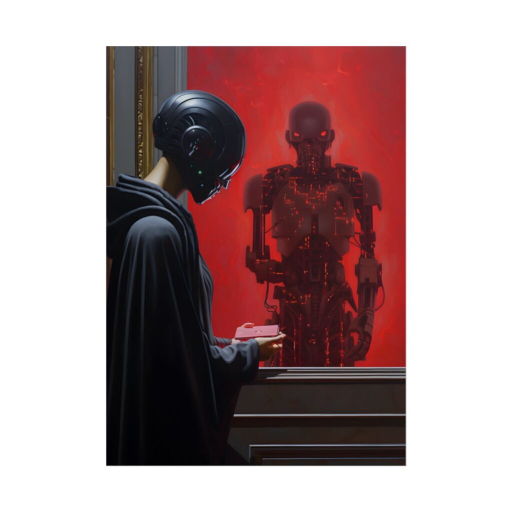 Robotic Art Heist: Museum Thief in Neon Black - Poster