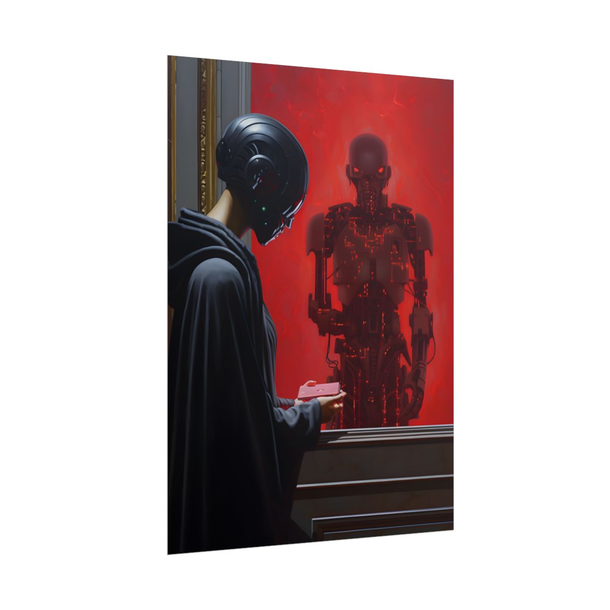Robotic Art Heist: Museum Thief in Neon Black - Poster
