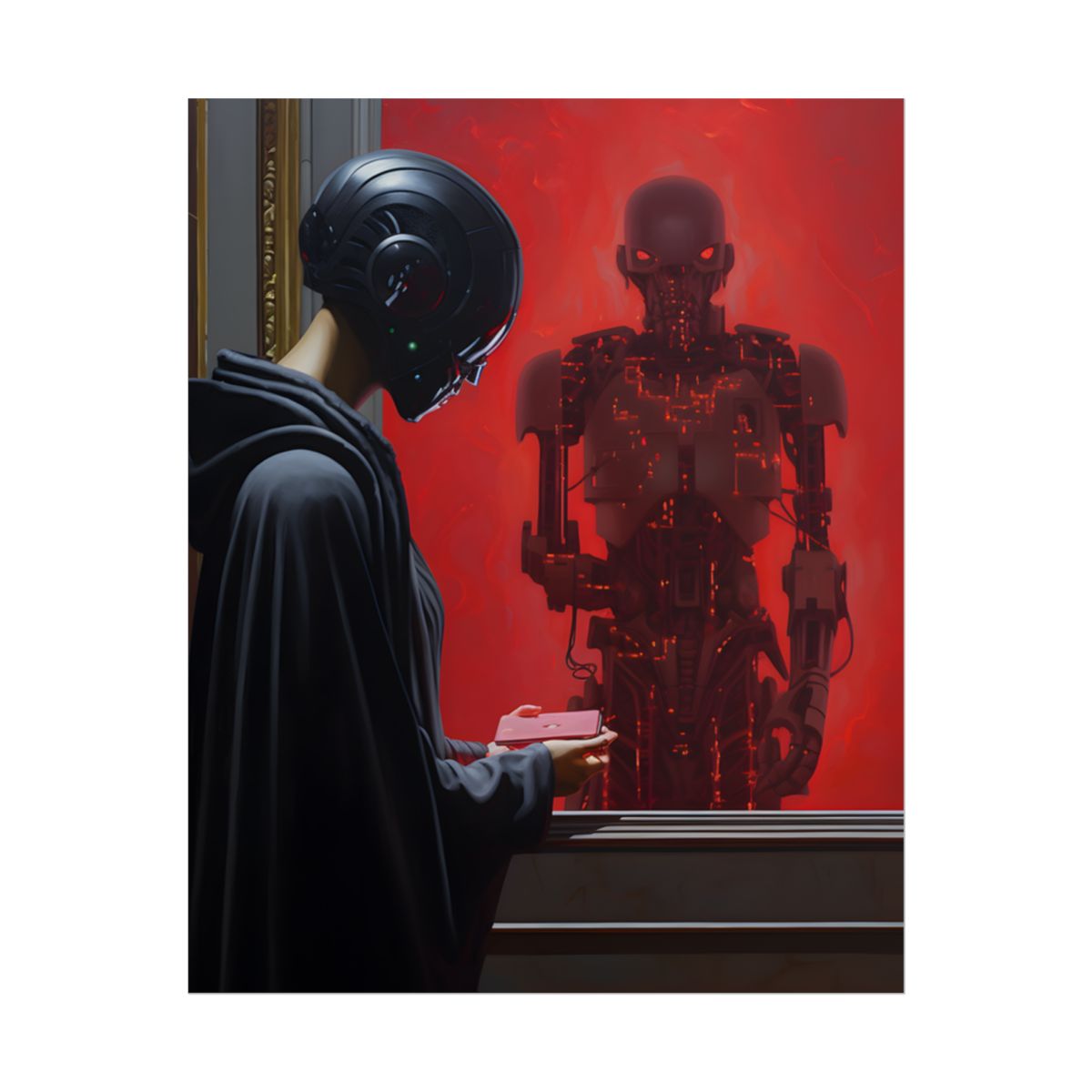Robotic Art Heist: Museum Thief in Neon Black - Poster