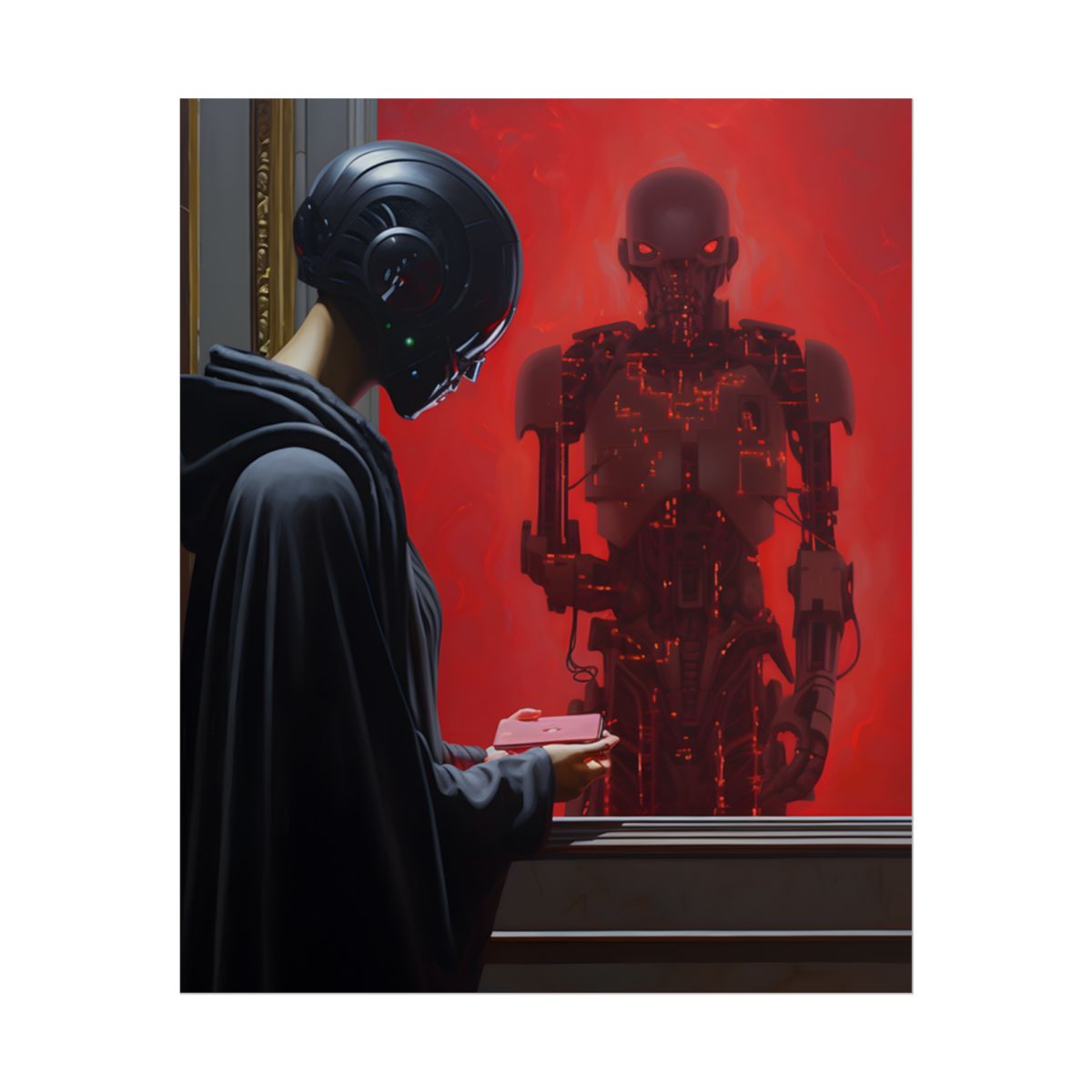 Robotic Art Heist: Museum Thief in Neon Black - Poster