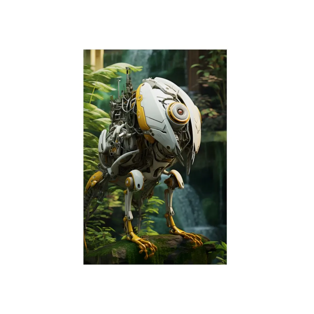 Robotic Guardians: AI-Operated Wildlife Sanctuary - Metal Poster