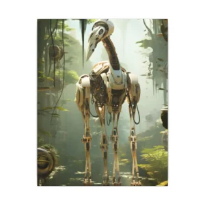 Robot Bird in Misty Jungle Canvas Print