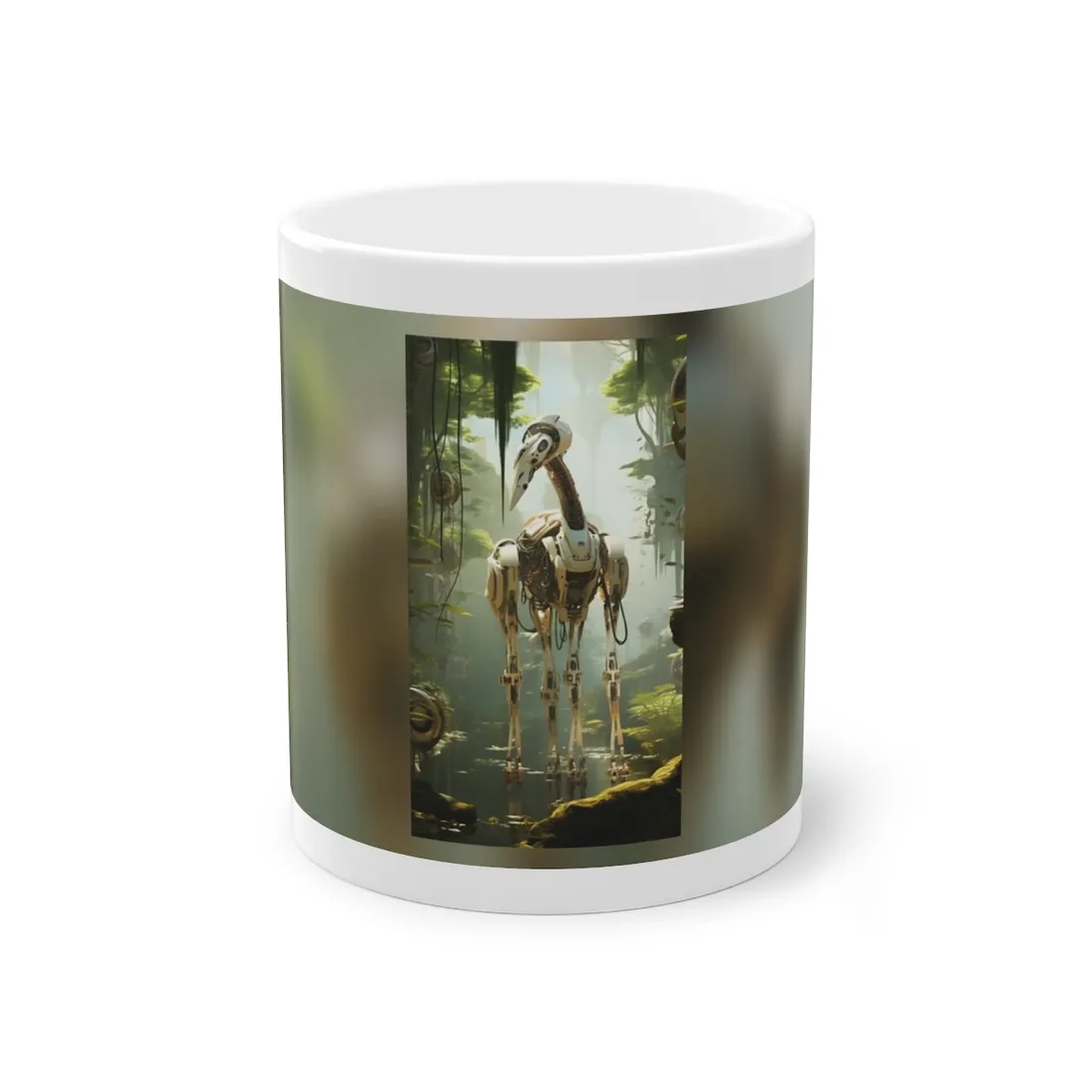 Robotic Guardians of Nature: Serene Wildlife Sanctuary Art - Mug