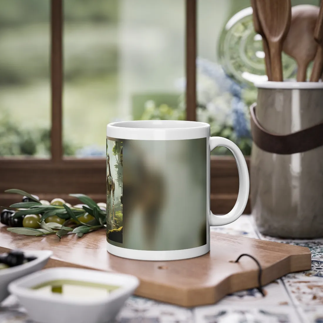 Robotic Guardians of Nature: Serene Wildlife Sanctuary Art - Mug