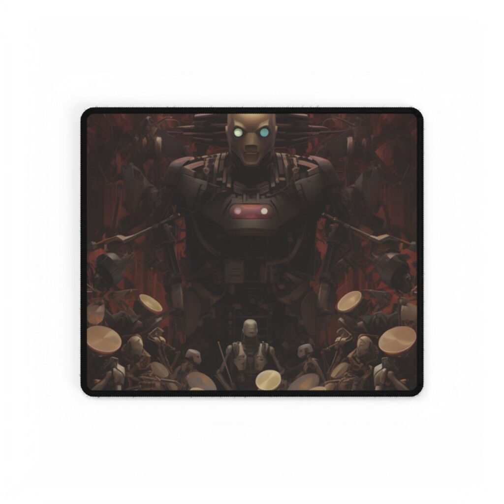 Robotic Orchestra: Mechanical Harmony Artwork - Desk Mat